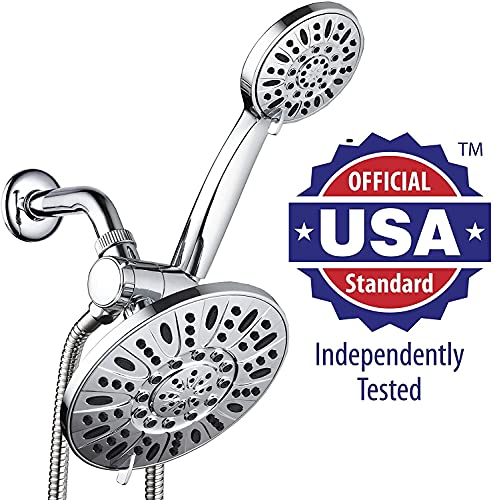 AquaDance 7" Premium High Pressure 3-Way Rainfall Combo for The Best of Both Worlds - Enjoy Luxurious Rain Showerhead and 6-Setting Hand Held Shower Separately or Together - Chrome Finish - 3328