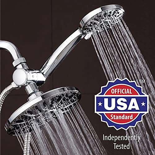 AquaDance 7" Premium High Pressure 3-Way Rainfall Combo for The Best of Both Worlds - Enjoy Luxurious Rain Showerhead and 6-Setting Hand Held Shower Separately or Together - Chrome Finish - 3328