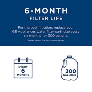 GE MWF Refrigerator Water Filter | Certified to Reduce Lead, Sulfur, and 50+ Other Impurities | Replace Every 6 Months for Best Results | Pack of 1