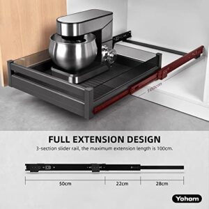 YOHOM Pull Out Cabinet Organizer Sliding Shelf for Kitchen Slide Out Pantry Drawer Full Extension Under Sink Roll Out Tray with Dividers 20" W x 21" D