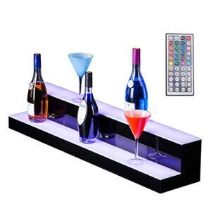 suncoo 30in 2 step led liquor bottle display shelf illuminated bottle shelf color changing with led color remote control l30xw8-1/2xh6-1/2”