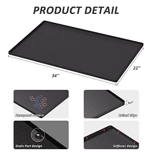 Waterproof Under Sink Mat, 34" x 22" Silicone Under Sink Liner Cabinet Mat Protector/Drips Leaks Spills Tray for Kitchen Bathroom (Hold up to 3.3 Gallons Liquid,Black)