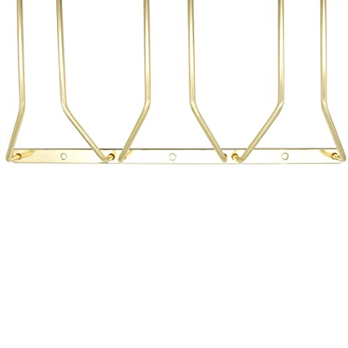 ZOOHOT 40.5cm Gold Wine Glass Rack, Under Cabinet Wine Glass Holder Stainless Steel Stemware Rack - Hanging Stemware Holder (3 Rows, 1 Pack)