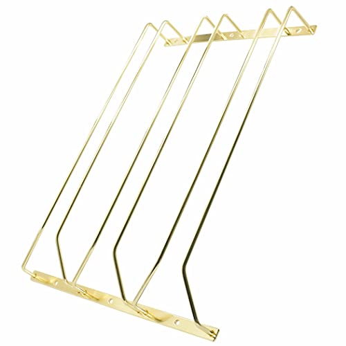 ZOOHOT 40.5cm Gold Wine Glass Rack, Under Cabinet Wine Glass Holder Stainless Steel Stemware Rack - Hanging Stemware Holder (3 Rows, 1 Pack)