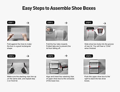 Kuject Large Shoe Organizer Storage Boxes for Closet, Fit Size 11, Clear Plastic Stackable Sneaker Containers Bins with Lids, Great Substitute for Shoe Rack, Space Saving for Entryway, Black, 12 Pack