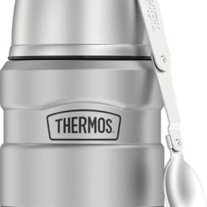 THERMOS Stainless King Vacuum-Insulated Food Jar with Spoon, 16 Ounce, Matte Steel