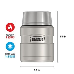 THERMOS Stainless King Vacuum-Insulated Food Jar with Spoon, 16 Ounce, Matte Steel