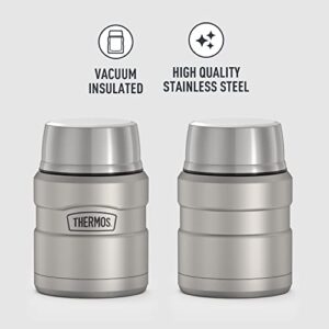 THERMOS Stainless King Vacuum-Insulated Food Jar with Spoon, 16 Ounce, Matte Steel