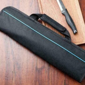 HUHAOLIANHE Professional Kitchen knife Bag (5 Pockets) Storage Carrying Portable Chef Knife Roll Case, Blue