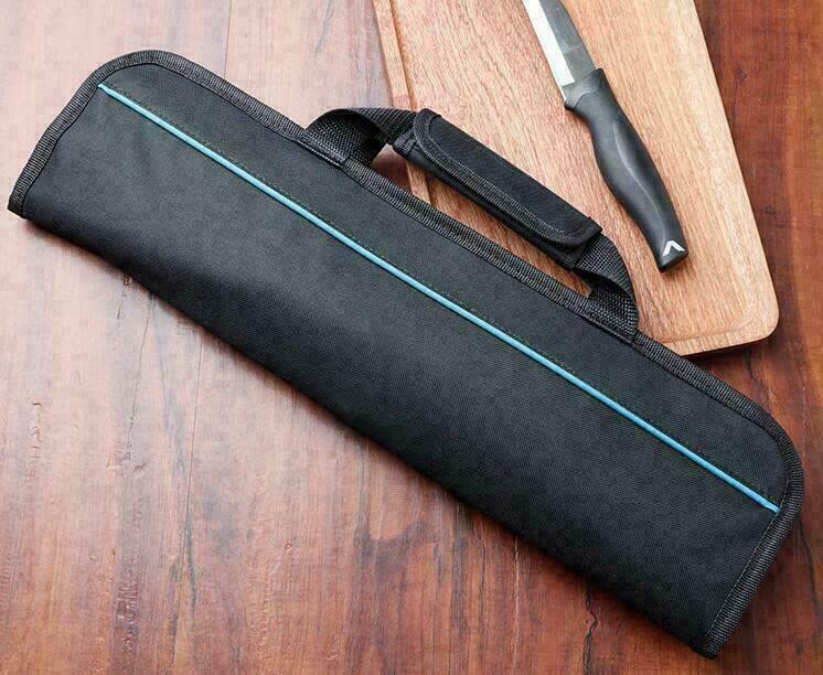 HUHAOLIANHE Professional Kitchen knife Bag (5 Pockets) Storage Carrying Portable Chef Knife Roll Case, Blue