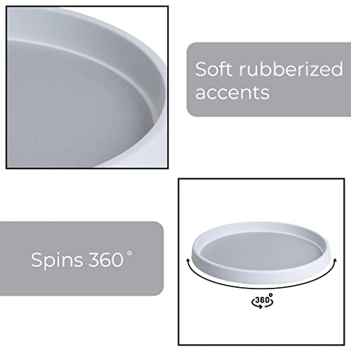 Smart Design Lazy Susan Turntable - (10 Inch) - Non-Slip Lining & Feet - BPA Free - Cupboard, Fridge, Jars, Spices, Cabinet, Countertop, Pantry, Storage, Kitchen Organizer [White with Gray] - Set of 2