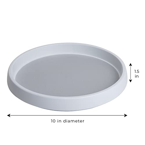 Smart Design Lazy Susan Turntable - (10 Inch) - Non-Slip Lining & Feet - BPA Free - Cupboard, Fridge, Jars, Spices, Cabinet, Countertop, Pantry, Storage, Kitchen Organizer [White with Gray] - Set of 2