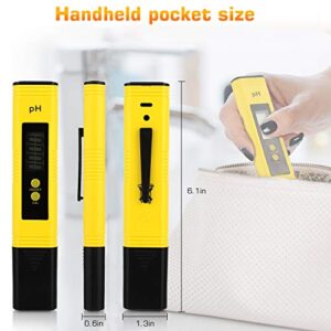 PH Meter for Water Hydroponics Digital PH Tester Pen 0.01 High Accuracy Pocket Size with 0-14 PH Measurement Range for Household Drinking, Pool and Aquarium (Yellow)