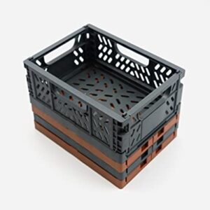 Chloe Emily & Co Stylish Stackable Storage Bins | Sets Plastic Sturdy Foldable Storage Crates for Office, Pantry, Bathroom & Kitchen Organization | Set of 4 (Extra Small, Black/Brown), X-Small