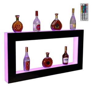 rovsun wall mounted led lighted liquor bottle display shelf 48 inch bar shelf with remote control, illuminated liquor shelves led bar shelves man cave bar accessories commercial home