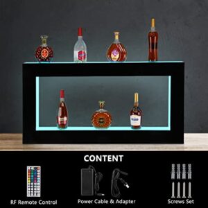 ROVSUN Wall Mounted LED Lighted Liquor Bottle Display Shelf 48 Inch Bar Shelf with Remote Control, Illuminated Liquor Shelves LED Bar Shelves Man Cave Bar Accessories Commercial Home