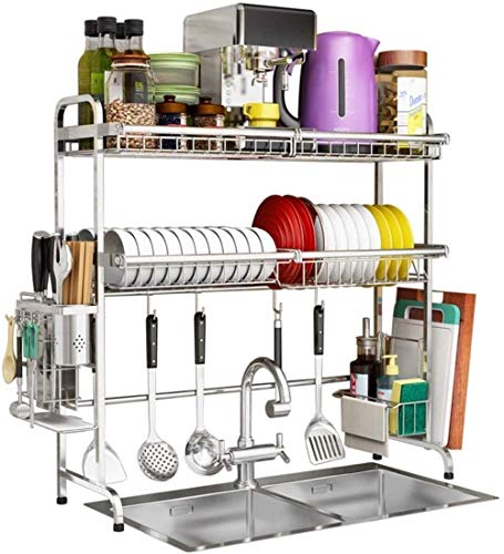 TIST Cutlery Rack 304 Stainless Steel Storage Rack Drain Rack Kitchen Shelf 1 Layer Dish Drying Rack (Size: 69CM)