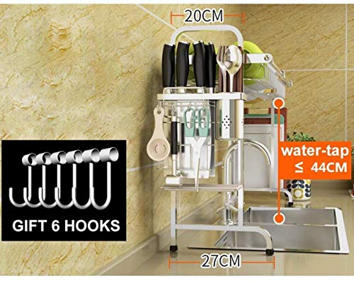 TIST Cutlery Rack 304 Stainless Steel Storage Rack Drain Rack Kitchen Shelf 1 Layer Dish Drying Rack (Size: 69CM)