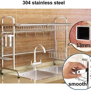 TIST Cutlery Rack 304 Stainless Steel Storage Rack Drain Rack Kitchen Shelf 1 Layer Dish Drying Rack (Size: 69CM)