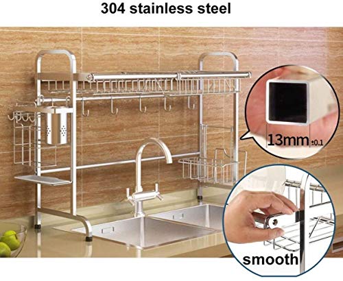 TIST Cutlery Rack 304 Stainless Steel Storage Rack Drain Rack Kitchen Shelf 1 Layer Dish Drying Rack (Size: 69CM)