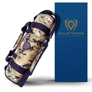 Dalstrong - Ballistic Series Knife Roll - Premium Ballistic Nylon & Top Grain Leather Roll Bag - 22 Knife Slots - Interior and Rear Zippered Pockets - Blade Travel Storage/Case (Digital Camouflage)