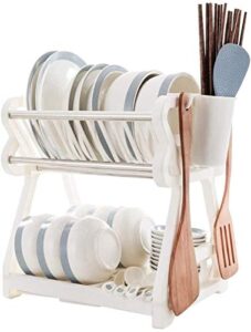 dish rack 2-layer dish rack, drain plate rack with drip tray, kitchen dish drying rack, cutlery rack storage rack
