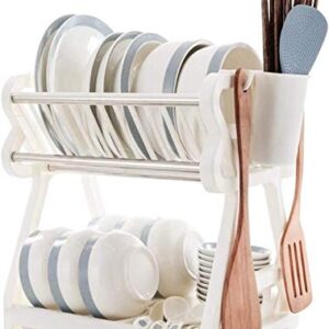 Dish Rack 2-Layer Dish Rack, Drain Plate Rack with Drip Tray, Kitchen Dish Drying Rack, Cutlery Rack Storage Rack