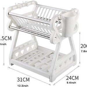 Dish Rack 2-Layer Dish Rack, Drain Plate Rack with Drip Tray, Kitchen Dish Drying Rack, Cutlery Rack Storage Rack