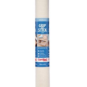 Con-Tact Brand Grip-N-Stick Durable Self-Adhesive Non-Slip Shelf and Drawer Liner, 18" x 4', White, 6 Rolls