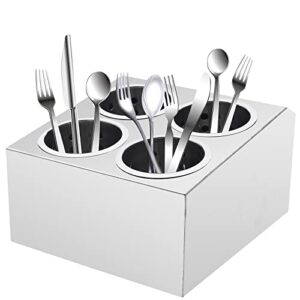 commercial 4-hole stainless steel cylinder flatware silverware utensil holder organizer canddy