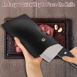 Ozzptuu Durable PU Leather Meat Cleaver Sheath Heavy Duty Chef Knife Guard Butcher Chef Wide Knives Blade Edge Protectors (Black)