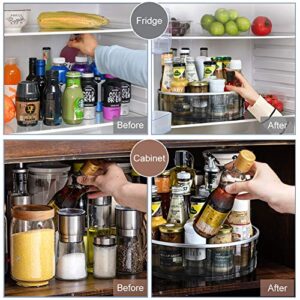 MOKARO Lazy Susan Turntable Kitchen Storage Organizer for Beverage or Seasonings, Multifunctional Spice Racks for Fridge or Cabinet Rotating Cosmetics Organizer (Round Basin K2007-Gray)