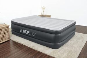 sleeplux durable inflatable air mattress with built-in pump, pillow and usb charger, 22″ tall queen
