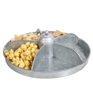 mygift galvanized metal lazy susan condiment server for table with 5 divided compartment farmhouse turntable display tray – handcrafted in india