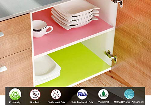 Shelf Liners, EVA Non-Slip Drawer Mats, Non-Adhesive Cupboard Pad, Kitchen Cabinet Lining Cushion Bathroom Drawers for Home, 17.7 x 59 inches - Green