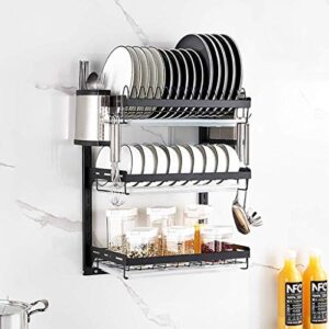 fehun sinks,3-layer kitchen shelf 415 * 26 * 545cm,wall-mounted stainless steel drain rack dish rack with holder,chopsticks cage