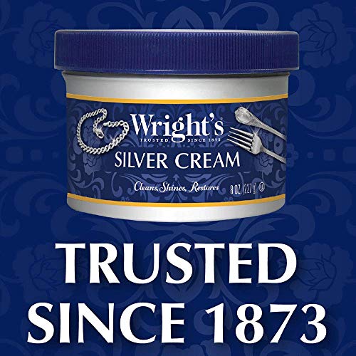 Wright's Silver Cleaner and Polish Cream - 8 Ounce with Polishing Cloth - Ammonia-Free - Gently Clean and Remove Tarnish without Scratching