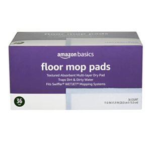 amazon basics dry floor mop pads, 36 count (previously solimo)