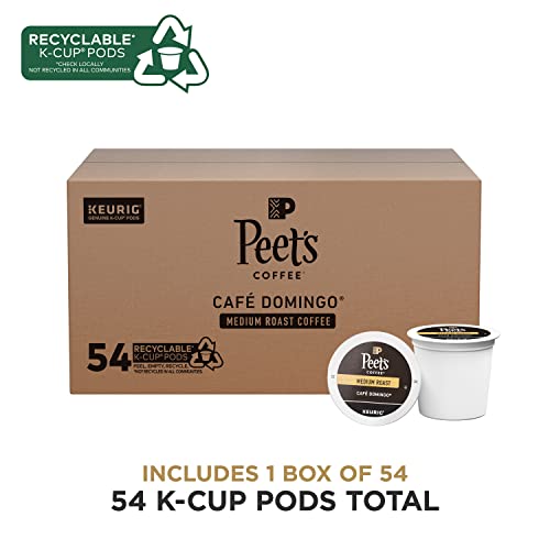 Peet's Coffee, Medium Roast K-Cup Pods for Keurig Brewers - Café Domingo 54 Count (1 Box of 54 Pods) Packaging May Vary