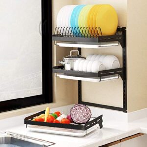 FEHUN Sinks,201 Stainless Steel Kitchen Rack 3 Layer Drain Rack Dish Rack Wall Mounted Punching Installation