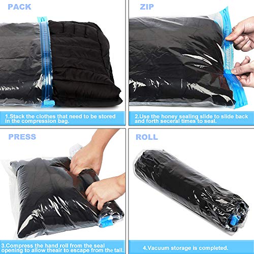 Compression Bags for Travel - Travel Accessories - 10 Pack Space Saver Bags - No Vacuum or Pump Needed - Vacuum Storage Bags for Travel Essentials - Travel and Home Packing-Organizers (Blue)