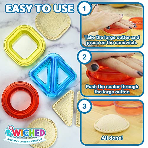 Savoychef Sandwich Cutter and Sealer - Uncrustables Sandwich Maker - Cut and Seal - Great for Lunchbox and Bento Box - Boys and Girls Kids Lunch - Circle, Square, Triangles