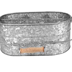 Light & Pro Multipurpose Galvanized Rustic Farmhouse Caddy - Metal 4 Compartment Storage Bin Caddy With Wooden Handle Perfect For Kitchen Utensils, Picnic, Garden Planter - Hammered - Antique Grey