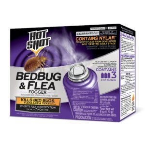 Hot Shot Bed Bug & Flea Fogger Pack 3-Pack, Kills Bed Bugs and Fleas Indoors, Get Rid of Fleas In House, Inhibits Reinfestation Up to 7 Months