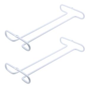 quluxe wine glass rack, under cabinet stemware wine glass holder glasses storage hanger metal organizer for bar kitchen- white (pack of 2)