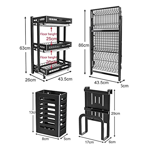 FEHUN Sinks,3-Layer Foldable Wall-Mounted Stainless Steel Drain Rack with Drain Pan,Storage Rack