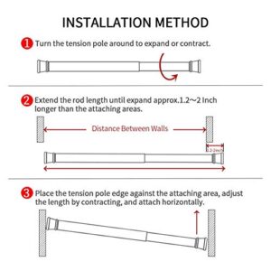 2 Pack Spring Tension Curtain Rod Adjustable 28-43 Inches，5/8" Diameter， White，Small Short Expandable Spring Loaded Curtain Tension Rods For Window, Bathroom, Cupboard,Kitchen