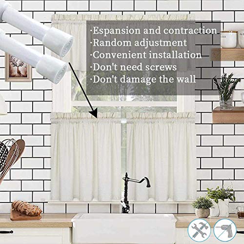 2 Pack Spring Tension Curtain Rod Adjustable 28-43 Inches，5/8" Diameter， White，Small Short Expandable Spring Loaded Curtain Tension Rods For Window, Bathroom, Cupboard,Kitchen