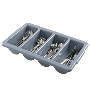 Sandmovie Commercial Plastic 4-Compartment Cutlery Bin, Gray, 4-Pack