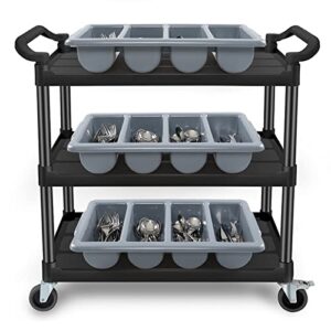 Sandmovie Commercial Plastic 4-Compartment Cutlery Bin, Gray, 4-Pack